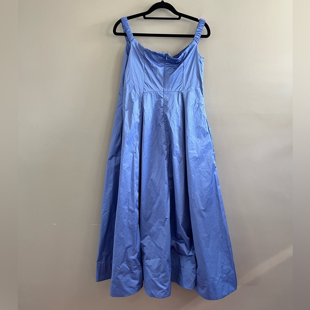 NWT Free People ALINDA Midi Off-Shoulder Dress w/Pockets Blue Iris Gown Nylon - Picture 7 of 12